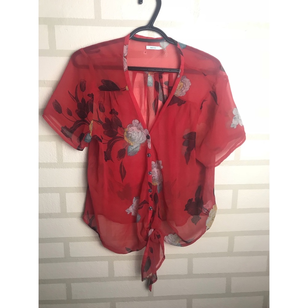 Kimchi Blue red floral blouse